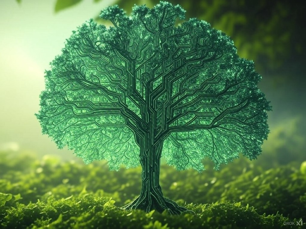 Abstract digital visualization suggesting growth and connectivity